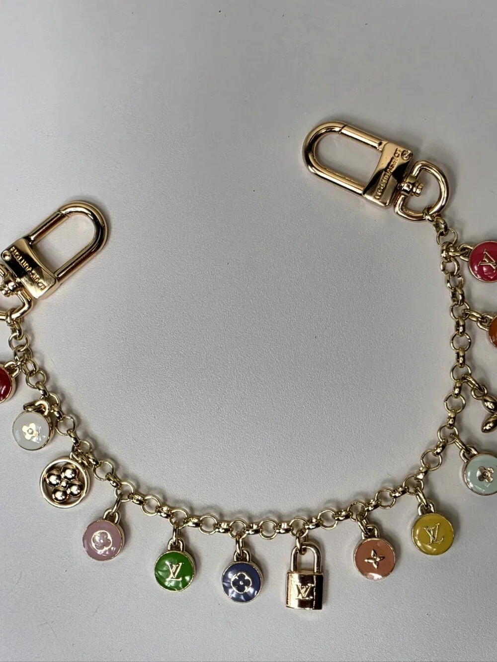Louis Vuitton Women Gold Tone Multicolor Logo Chain Bag Charm